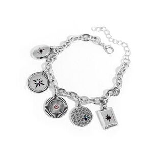 Silver Charm Bracelet with Star Accents